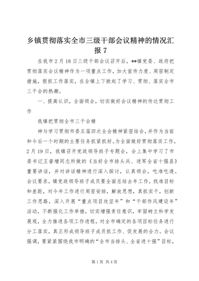 乡镇贯彻落实全市三级干部会议精神的情况汇报7.docx