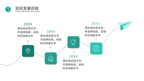 绿色几何项目发展历程PPT模板