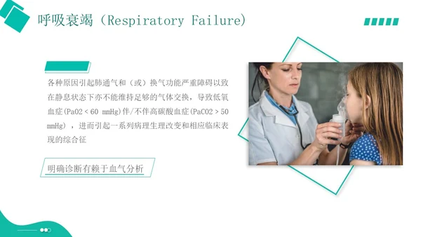 白绿色实拍形状风呼吸衰竭培训PPT