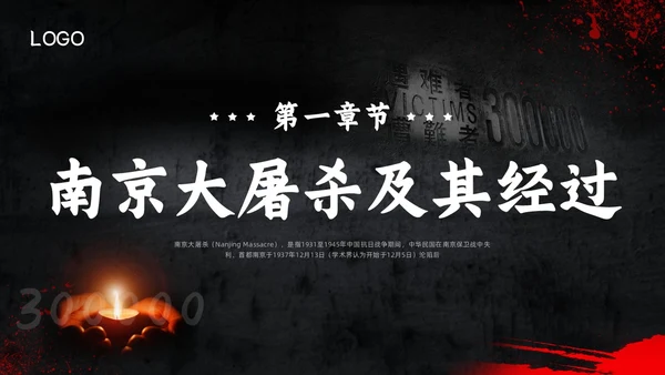 深色简约南京大屠杀PPT模板宣传PPT动态PPT国家公祭日