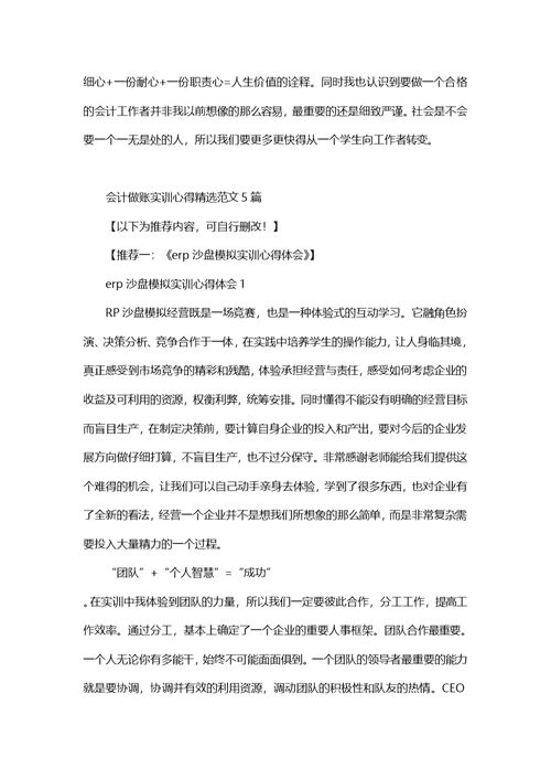 会计做账实训心得范文5篇