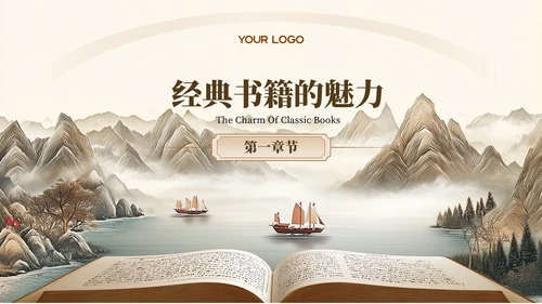 棕色新中式插画风读书分享PPT模板
