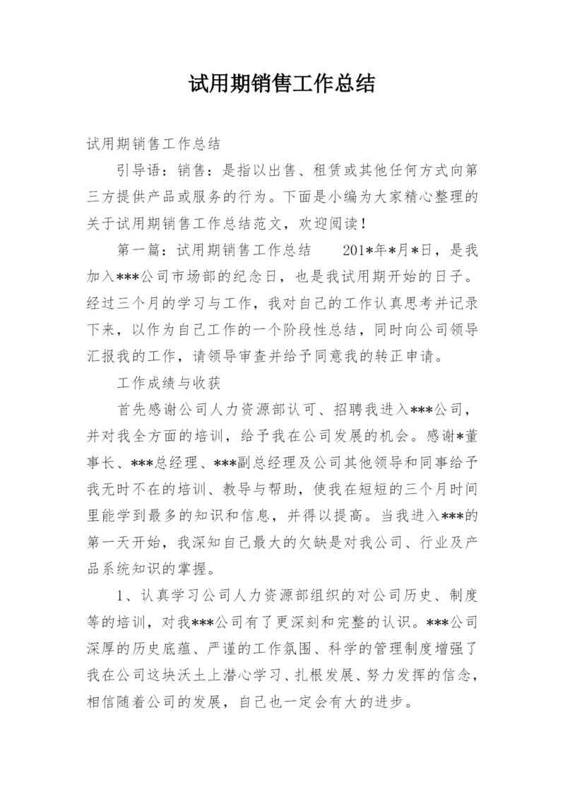 试用期销售工作总结.docx