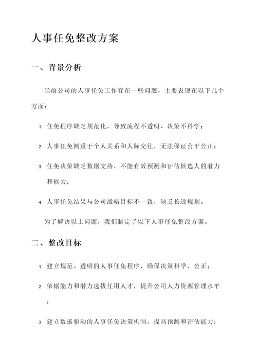 公司人事任免整改方案