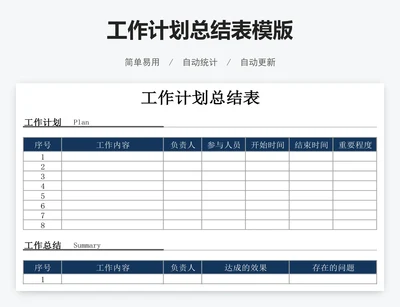 工作计划总结表模版