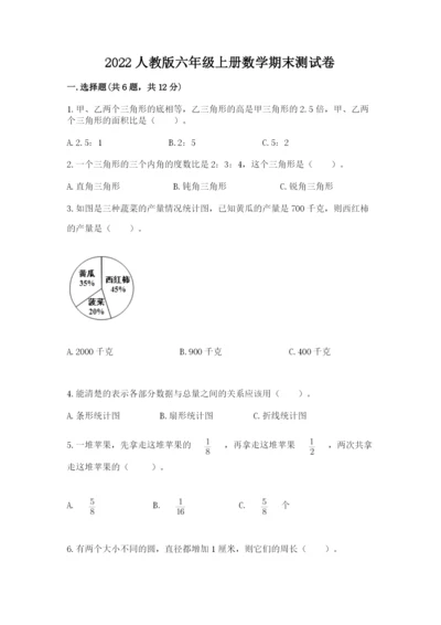 2022人教版六年级上册数学期末测试卷含完整答案【易错题】.docx