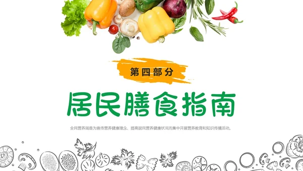 绿色橙色简约健康饮食膳食营养动态PPT全民营养周