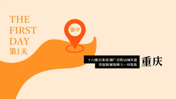 橙黑色插画风重庆旅游攻略