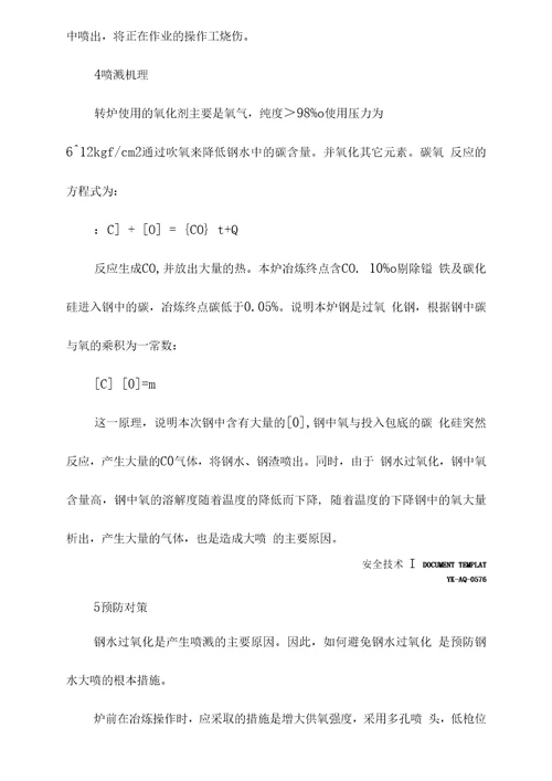 转炉钢包喷溅机理及安全预防对策新编版