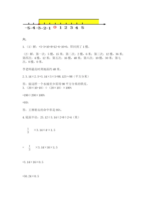 河南省平顶山市六年级下册数学期末测试卷附答案（基础题）.docx