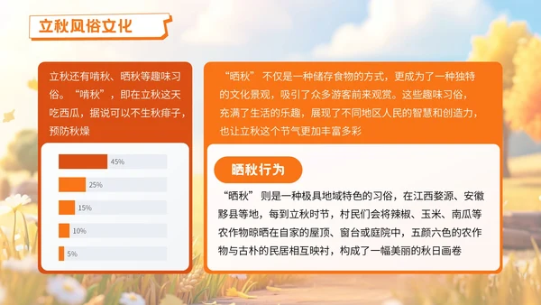 橙色3D风格立秋节气节PPT模板
