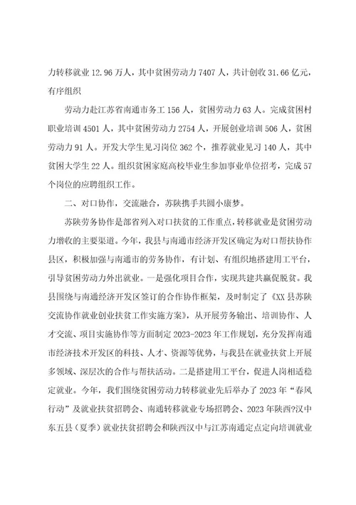 XX县20222023年就业扶贫工作总结