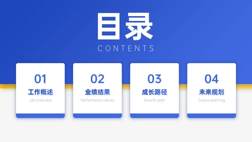 蓝黄色简约风试用期员工转正答辩PPT模板