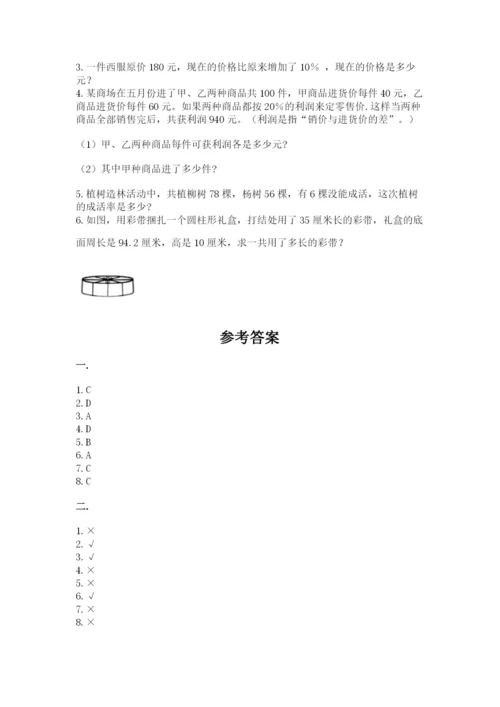 人教版数学小升初模拟试卷带答案（模拟题）.docx