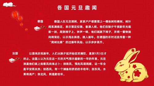 庆元旦迎新年福兔贺岁春节活动通用PPT模板