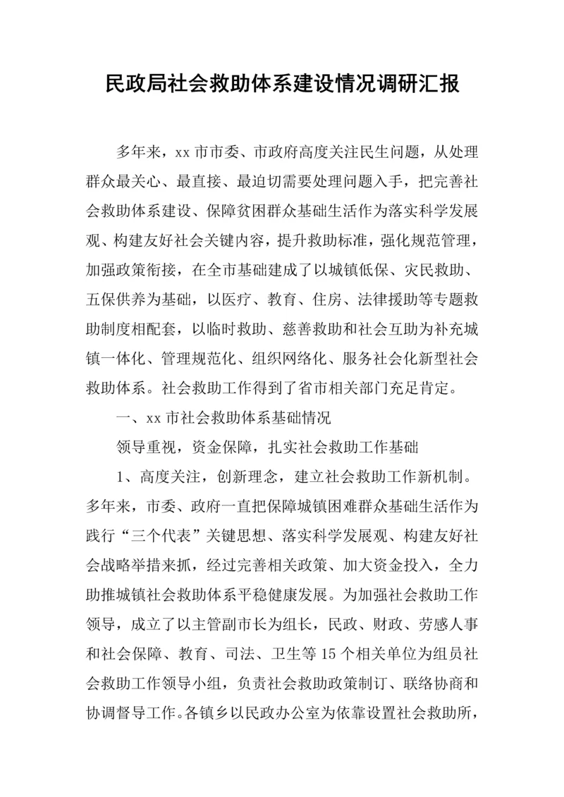 民政局社会救助标准体系建设情况调研分析报告.docx