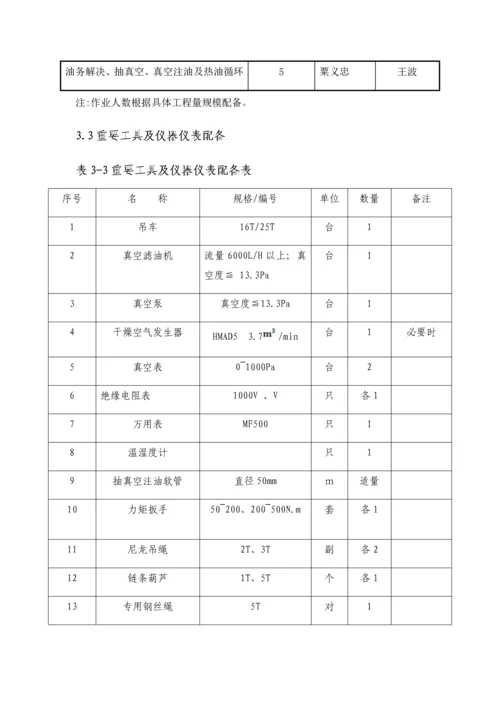 220KV主变安装综合施工专题方案.docx