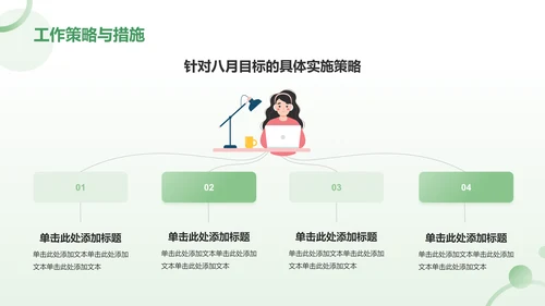 绿色小清新八月你好——工作总结汇报PPT模板