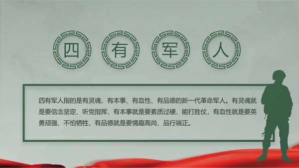 迷彩风格八一军事国防教育演讲PPT模板
