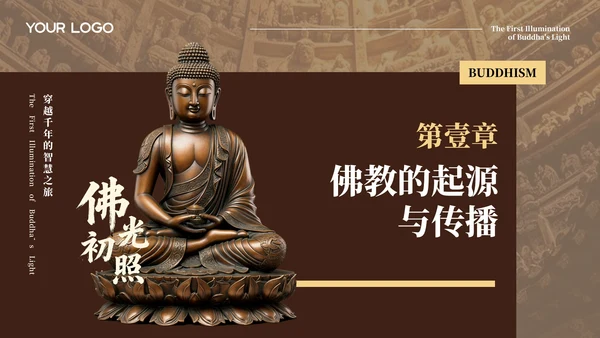 棕色中国风佛教介绍PPT模板