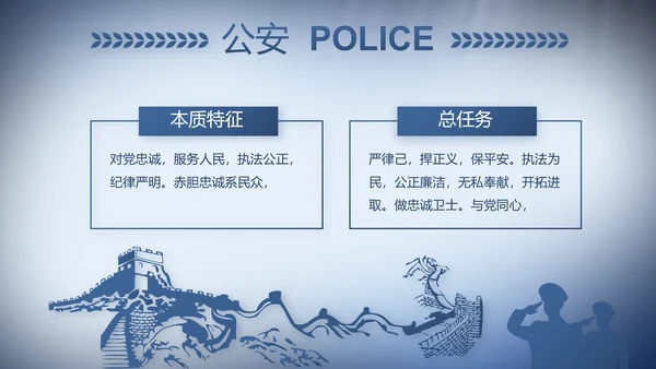 蓝色大气公安警察演讲动态PPT模板