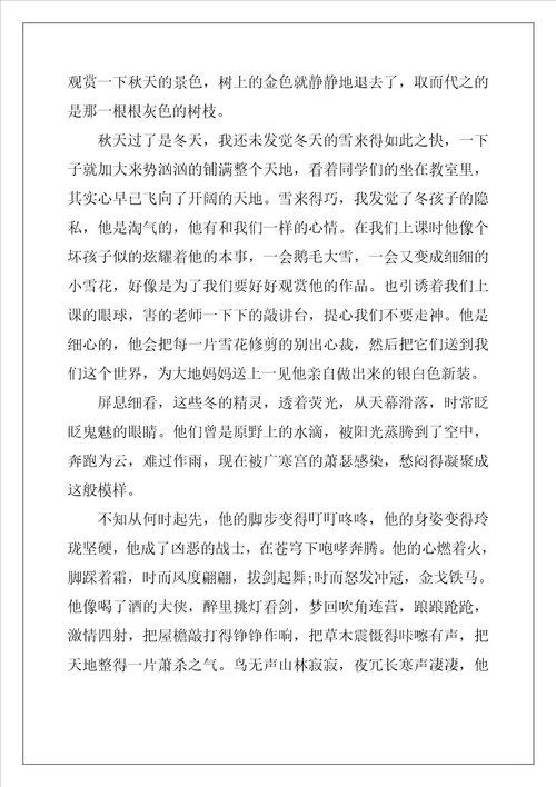 2022年我发现冬天来了作文600字左右