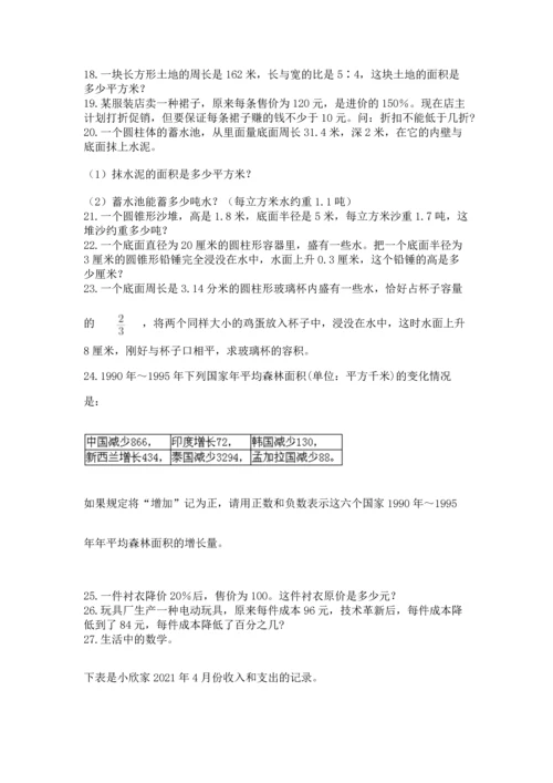 六年级小升初数学解决问题50道带答案（夺分金卷）.docx