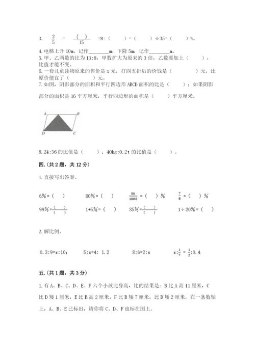 小学六年级数学摸底考试题（精选题）.docx