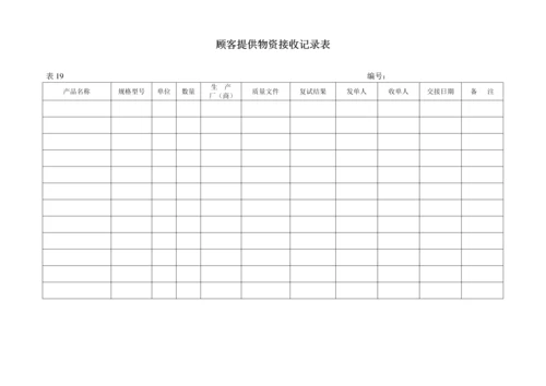 顾客提供物资接收记录表(表19).docx