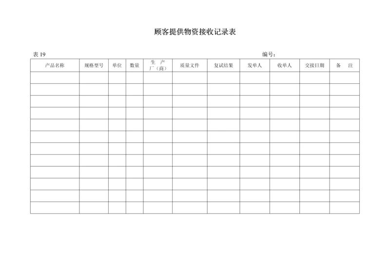 顾客提供物资接收记录表(表19).docx