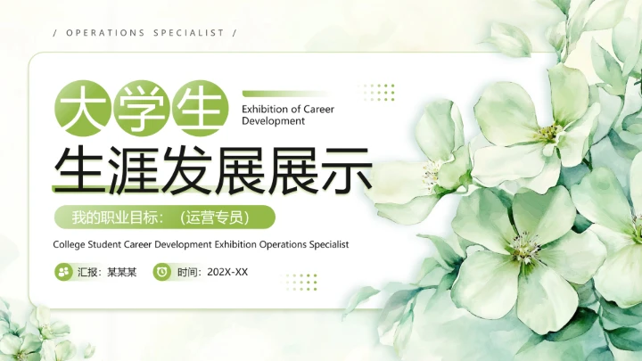 绿色小清新通用版大学生职业生涯发展展示职业生涯规划(运营方向)PPT