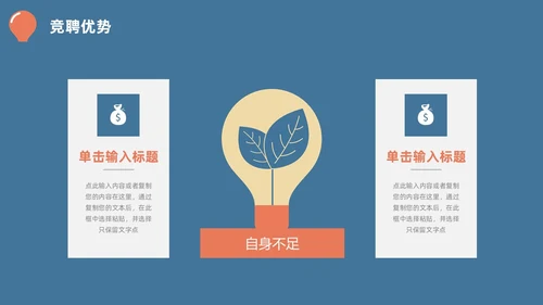 蓝橙简约头脑灯泡创意竞聘述职PPT模板