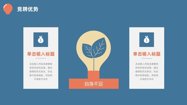 蓝橙简约头脑灯泡创意竞聘述职PPT模板