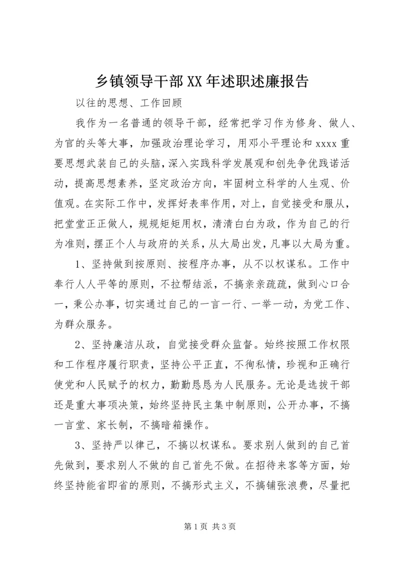 乡镇领导干部某年述职述廉报告.docx