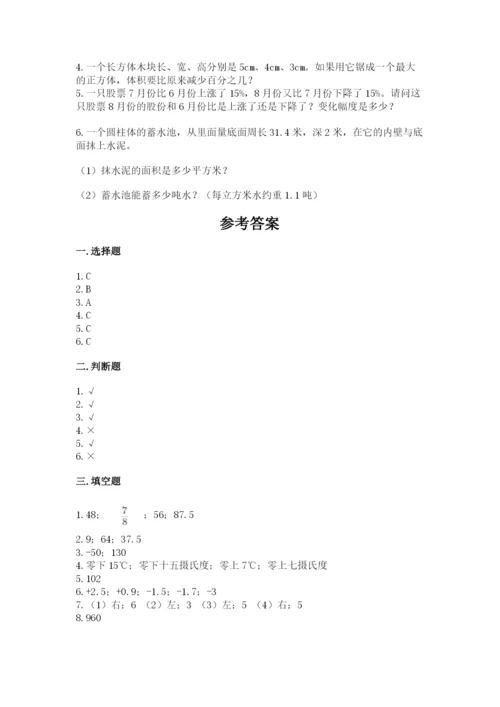 铁法市六年级下册数学期末测试卷（精选题）.docx