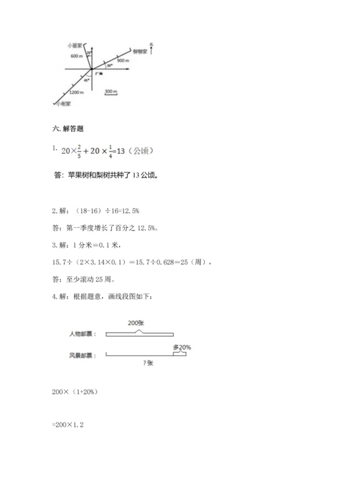小学六年级上册数学期末测试卷带答案（b卷）.docx