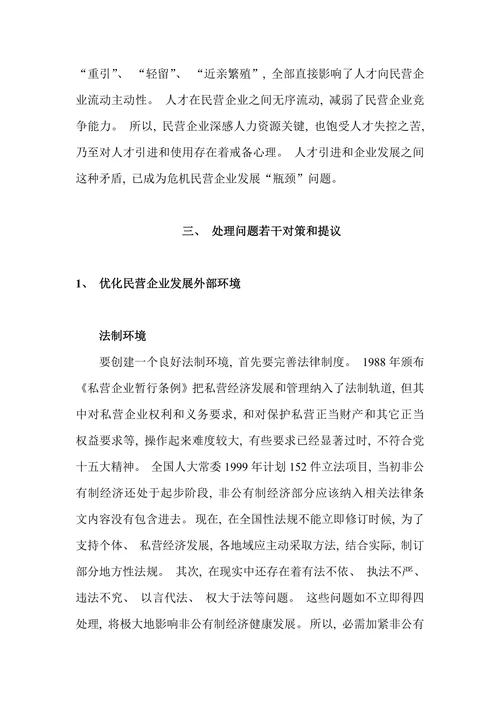 促进中国民营企业发展若干对策和提议