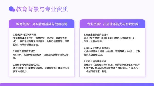紫色渐变风银行行长竞聘述职PPT