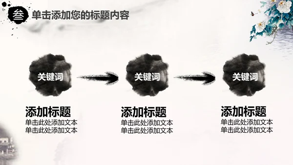 中国风水墨牡丹花动态PPT模板