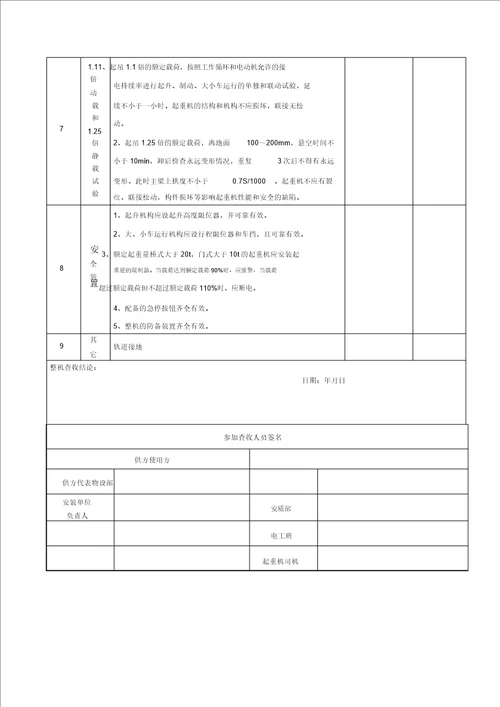 起重机安装验收表格