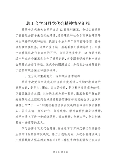 总工会学习县党代会精神情况汇报.docx