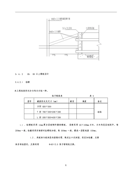 框架模板施工方案独立基础