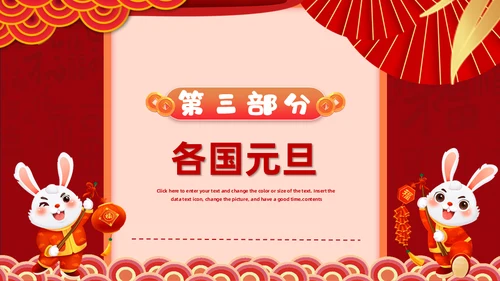兔年快乐元旦的起源与习俗通用PPT模板