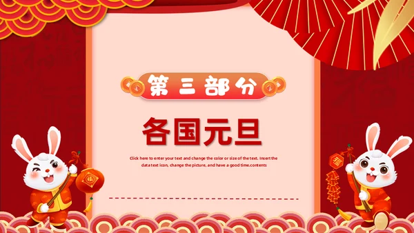 兔年快乐元旦的起源与习俗通用PPT模板