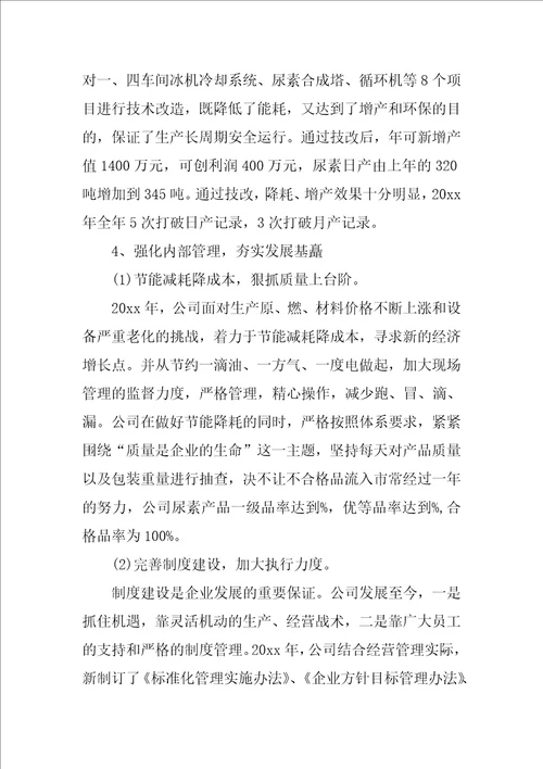 XX化工公司年度总结