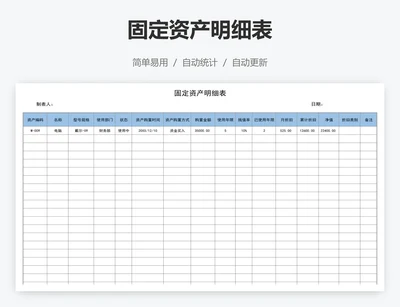 固定资产明细表