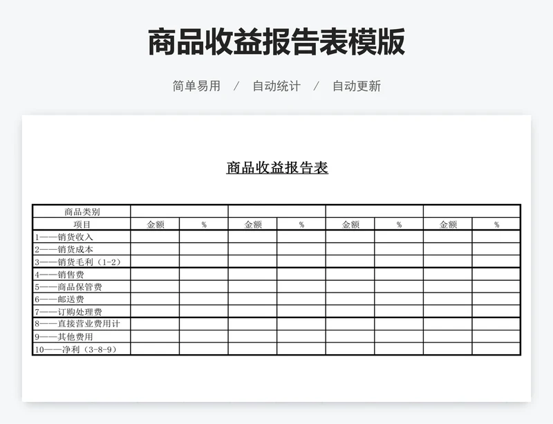 商品收益报告表模版