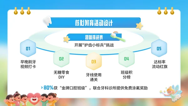 蓝色卡通风爱牙日口学校健康教育宣传PPT模板