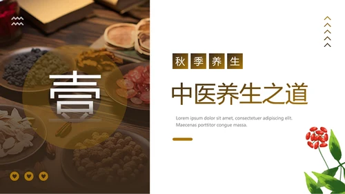 老人秋季养生，中医养生馆PPT模板