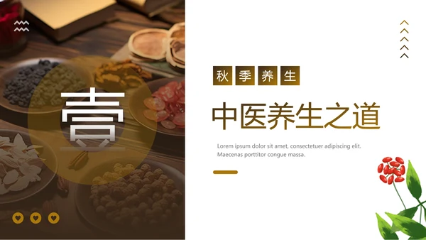 老人秋季养生，中医养生馆PPT模板